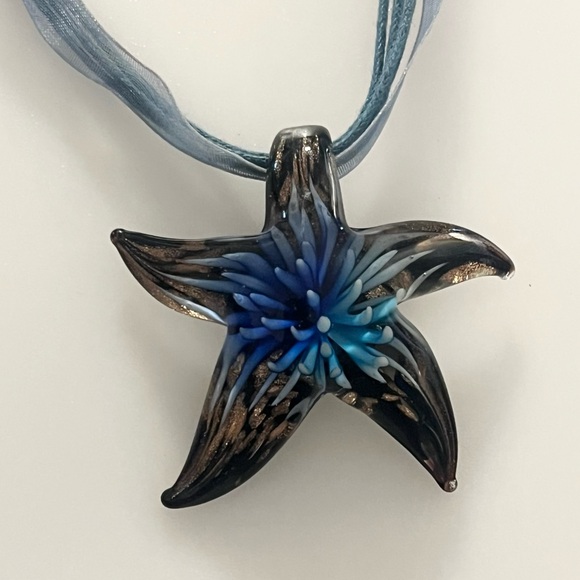 Artisan Hand Blown Star Fish Pendant Necklace - Picture 2 of 16